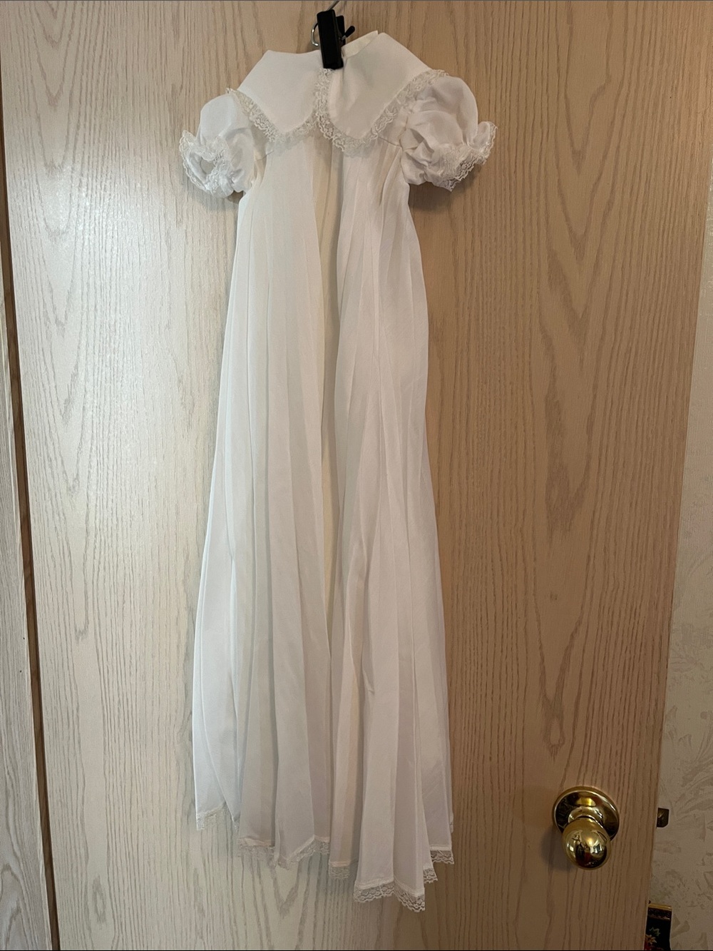Infant White Long Formal Dress with Lace Collar
